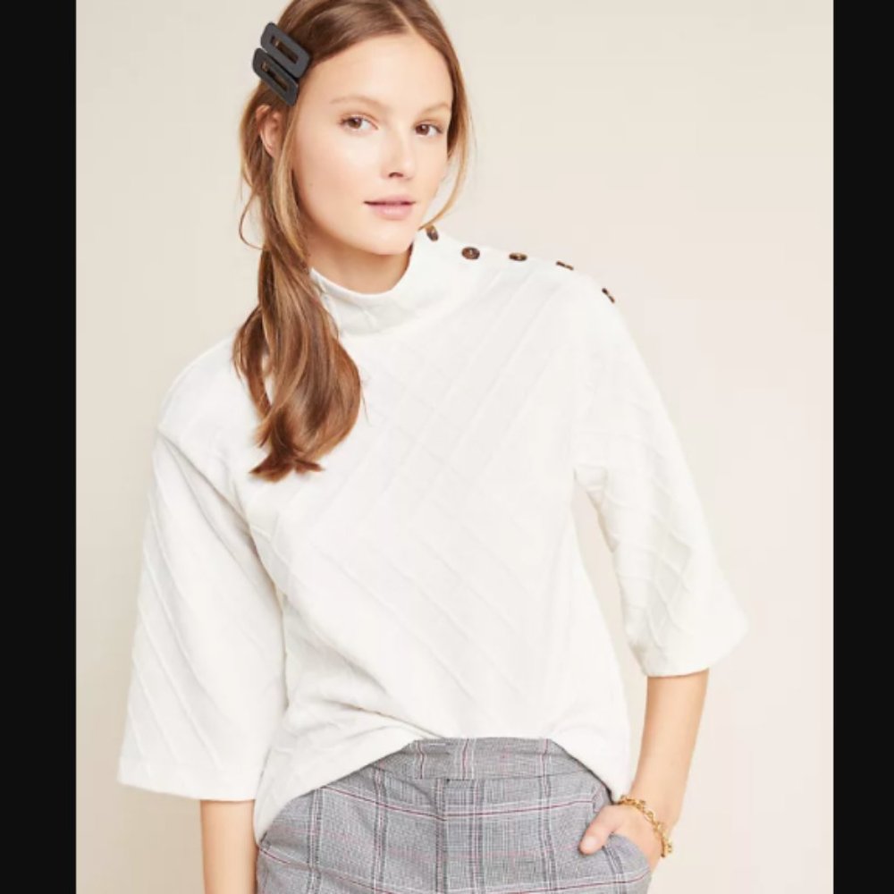 Anthropologie Mollie Button-Shoulder Top